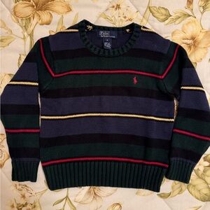 Polo Ralph Lauren Green Black Purple Red Cream Cotton Sweater Boys size 5